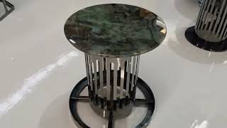 Green antique marble cofffee table and side table