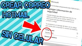 Como Crear Cuenta De Hotmail | SIN VERIFICACION CELULAR !!!