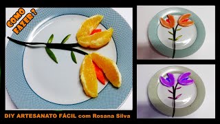 COMO FAZER  FLOR DE FRUTA LARANJA  DECORAÇÃO DE PRATO PARA COMIDA / ESCULTURA / ART FRUIT CARVING