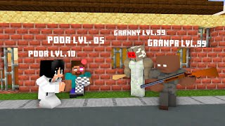 Minecraft, Poor Beggar ALEX & HEROBRINE VS LVL 99 GRANNY & GRANDPA