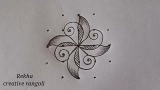 small flower rangoli (5*3*3) | simple dots kolam | latest rangoli designs @rekhacreativerangoli