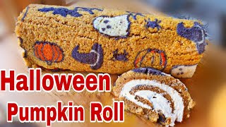 Halloween Pumpkin Roll Cake - Spooky baking