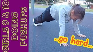 Street Workout | GIRL POWER - 9 & 10 years old girls doing pushups