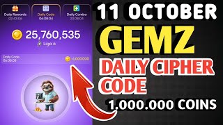 GEMZ DAILY CIPHER CODE TODAY 11 OCTOBER 2024 | GEMZ DAILY CODE TODAY | GEMZ COIN DAILY CODE