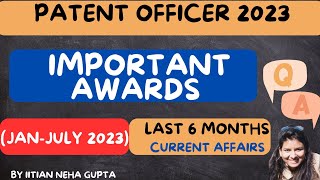 CGPDTM important Awards current affairs2023|LAST 6months current affairs|current affairs MCQ|CGPDTM