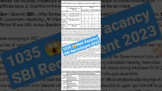 SBI Recruitment 2023 | 1035 new Vacancy SBI Notification #shorts #youtubeshorts #statebankofindia