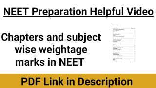 Neet chapter wise and subject wise weightage marks and percentage || #shorts #neet #pdf