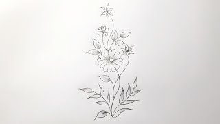 Flower Drawing | Simple Embroidery Design | Flower Drawing step by step 2