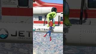 HULK & IRON-MAN SAVING FALLING IRON SPIDER-MAN (GTA V SHORTS)| #Shorts | #GTA5 | #Hulk