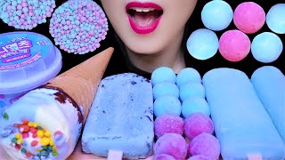 ASMR BLUE ICE CREAM 블루 아이스크림 먹방 ブルー·アイスクリーム咀嚼音 REAL EATING SOUNDS MUKBANG / Asak 아삭 ASMR