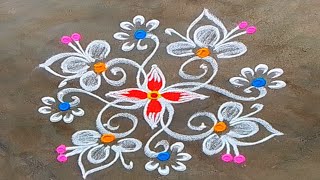 5x1 dots simple rangoli designs|daily rangoli|easy kolam|small muggulu