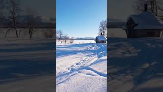 Little houses and walking on a frozen lake in Sweden #shorts