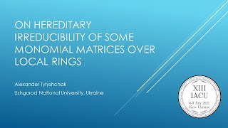 Alexander Tylyschak, On hereditary irreducibility of some monomial matrices over local rings