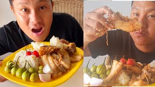 Naga Style Spicy Pork Curry//Two Nepali Dally// Mushroom Soup🍲 With Rice//Naga Mukbang