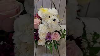 puppy arrangement/ Darlene's flowers/ Berkshire, NY florist