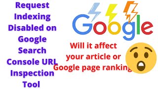 Request Indexing Disabled on Google Search Console URL Inspection Tool |Google Search Console