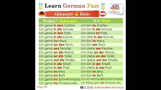 Learn German Fast:- Akkusativ & Dativ :- Wohin ...? Wo ...? #Deutsch #Dativ #Akkusativ #German