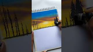 Oil pastels scenery drawing #shorts #viral #art