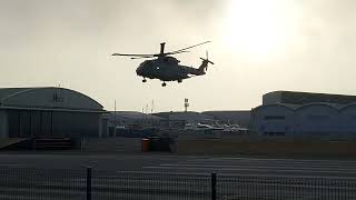 Merlin taking off after a fuel stop at Heli-opps Portland @DevelopingAssets