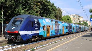 Treni in transito, arrivo e partenza a Genova Quinto al mare.