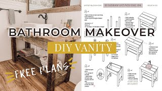 EXTREME Bathroom Makeover & DIY Reclaimed Wood Vanity FREE DOWNLOADABLE PLANS