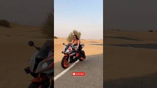 driving bike in Dubai desert 😍💥#exhaustsound #bmws1000rr #dubai #desert #dubaidesert #bmwgirl