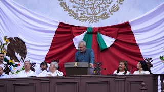 #Michoacán Bajo el sol en el Estadio Morelos rinde su tercer informe Ramírez Bedolla