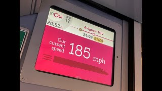 This is what 185 MPH looks like, in a French InOui TGV train between Lyon Part Deau and Avignon.