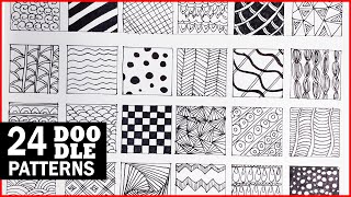 24 Doodle Patterns | Step by step | Zentangle patterns, Patterns For Doodling.