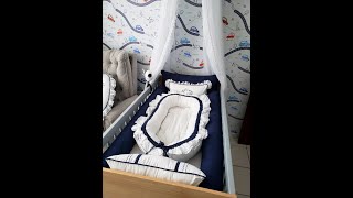 Quartinho de bebê com tema de carrinhos e enxoval com azul marinho #quartodebebe #inspiration