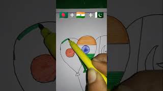 🇧🇩+🇮🇳+🇵🇰flag drawing republic day||India vs Pakistan vs Bangladesh flag #art #shorts #short #viral