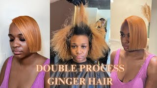 DOUBLE PROCESS GINGER HAIR COLOR ON NATURAL HAIR | SILK PRESS (FOR PROFESSIONALS ONLY)