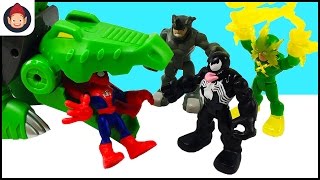 Marvel Super Hero Adventures Spider-Man Gator Bot Venom Scarlet Spider Hawkeye Iron Man Unboxing