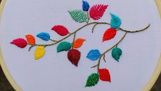 8 basic embroidery stitch for leaf // Hand embroidery with leaf design //