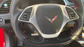 Handkraftd 2014+ C7 Chevrolet Corvette Steering Wheel H-Carbon Fiber/Leather/Red