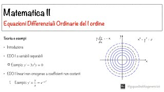 Analisi Matematica II: Equazioni Differenziali Ordinarie del I ordine - Lezione 1