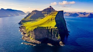 Faroe Islands Kallur Lighthouse Dronie 4K (Kalsoy)