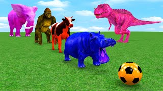 Paint Animals Gorilla, Cow, Tiger,Elephant,T-Rex Fountain Crossing Transformation Animals Cartoon