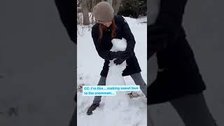 Hollywood American actress jessica chastian make snowman