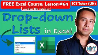 Lesson 64: Create Drop-down lists in Excel | Input message to a drop-down list | FREE Excel Course