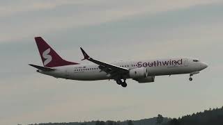 Southwind Airlines Boeing 737 Max 8 TC-GRJ landing at Zurich Airport