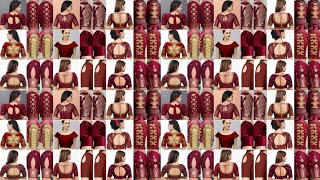 🌈💃maroon colour blouse designs 2024/blouse design/blouse back neck designs and sleeves design#blouse