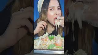 ASMR eating mix vegetables with raw shrimp #asmr #mukbang