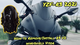 Yamaha R3 V2, How to Remove/Install Windshield Visor, Tutorial | Double Bubble Visor