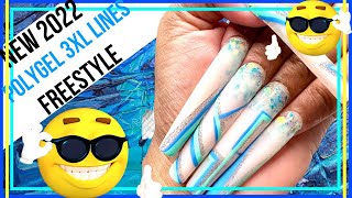 NEW 2022 POLYGEL LINES FREESTYLE blue&turquoise line art