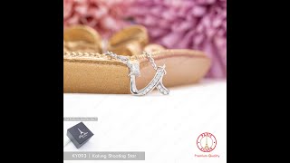 Kalung Shooting Star Perak Asli Silver 925 Lapis Emas Putih Bintang Jatuh Korea Wanita Cewek