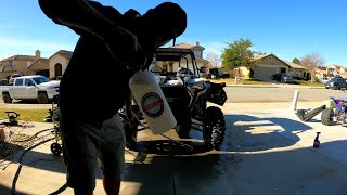 Washing Ocotillo Wells off the RZR after New Years trip.