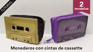 Cómo hacer MONEDEROS con cintas de CASSETTE 😍🤯 2 modelos súper originales 🙌