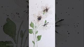 Watch me paint this simple winter white flower in watercolor. #art #shorts #watercolor #fastflowers