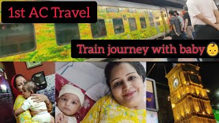 Train Journey with Baby👶| 3 months baby first train journey| Pahunch gayi mayke | 1st class AC train